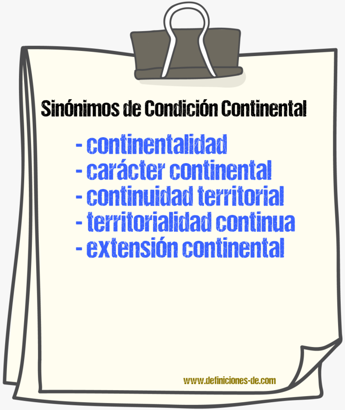 Sinónimos de condición continental