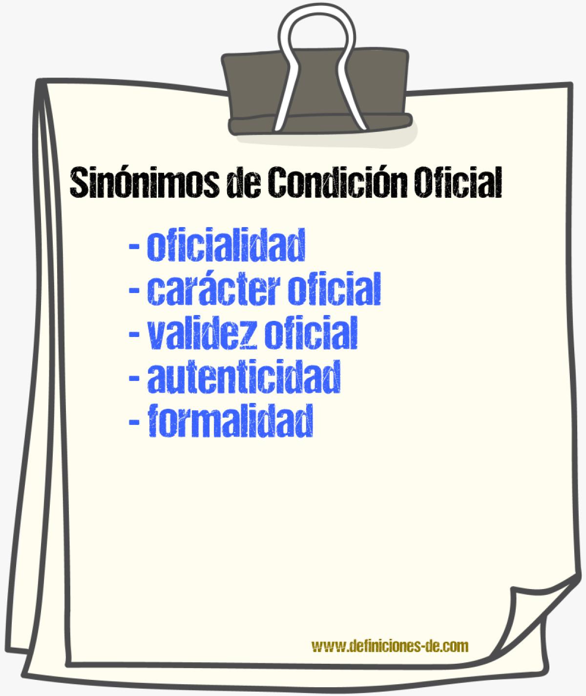 Sinónimos de condición oficial
