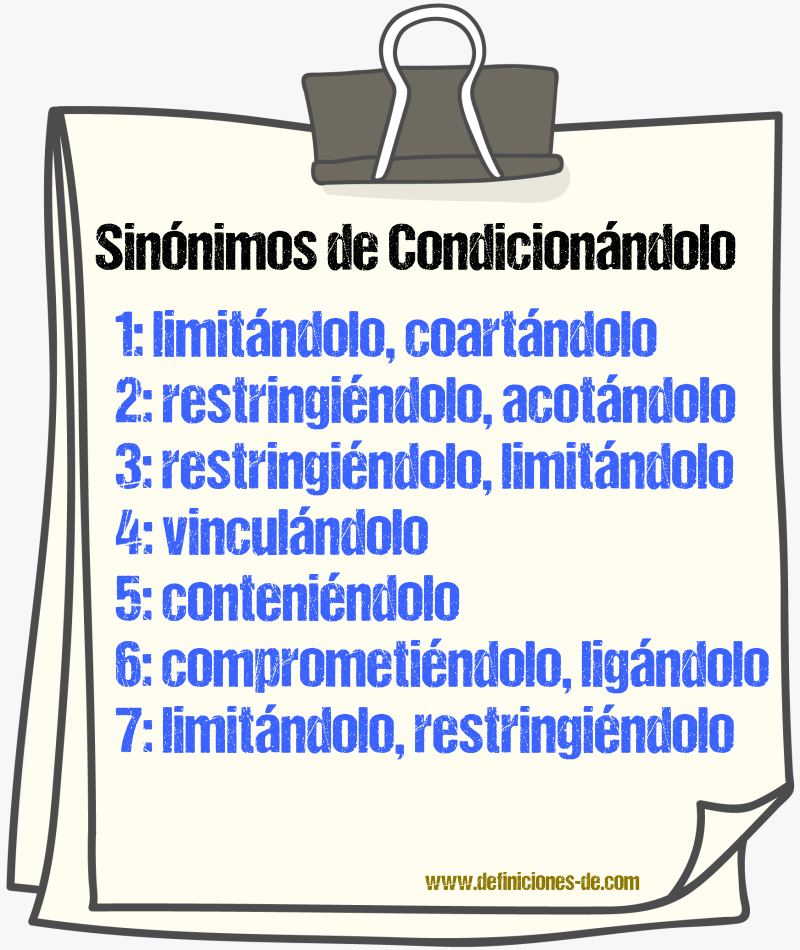 Sinónimos de condicionándolo