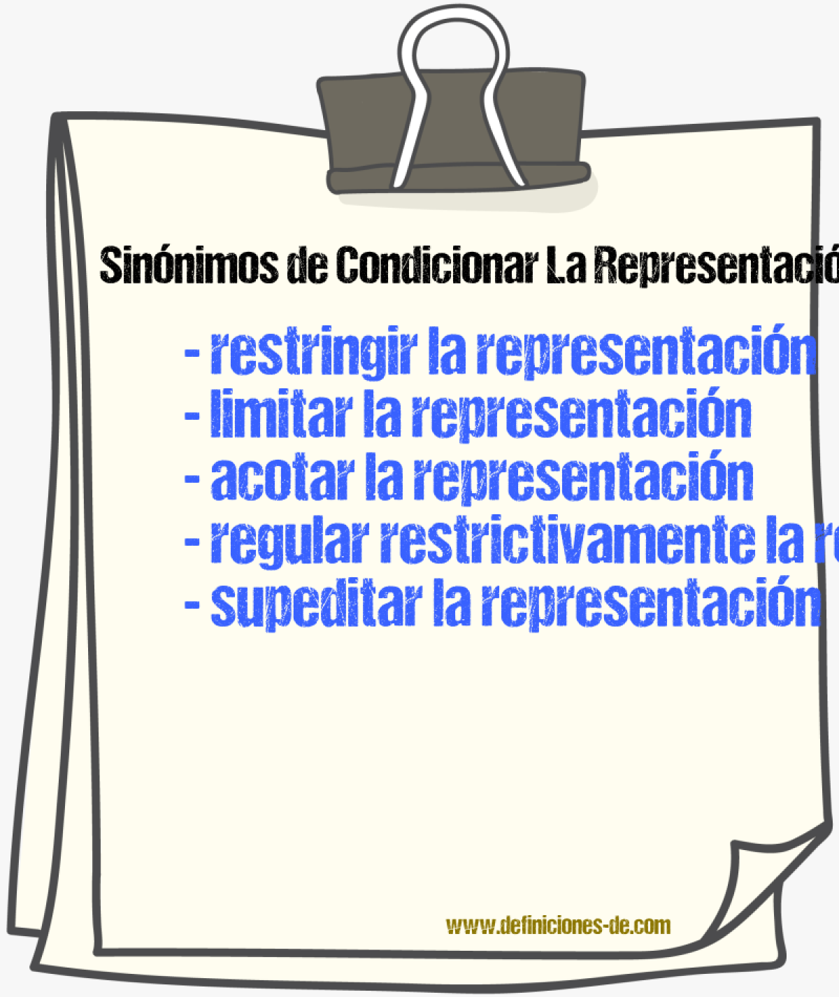 Sinónimos de condicionar la representación