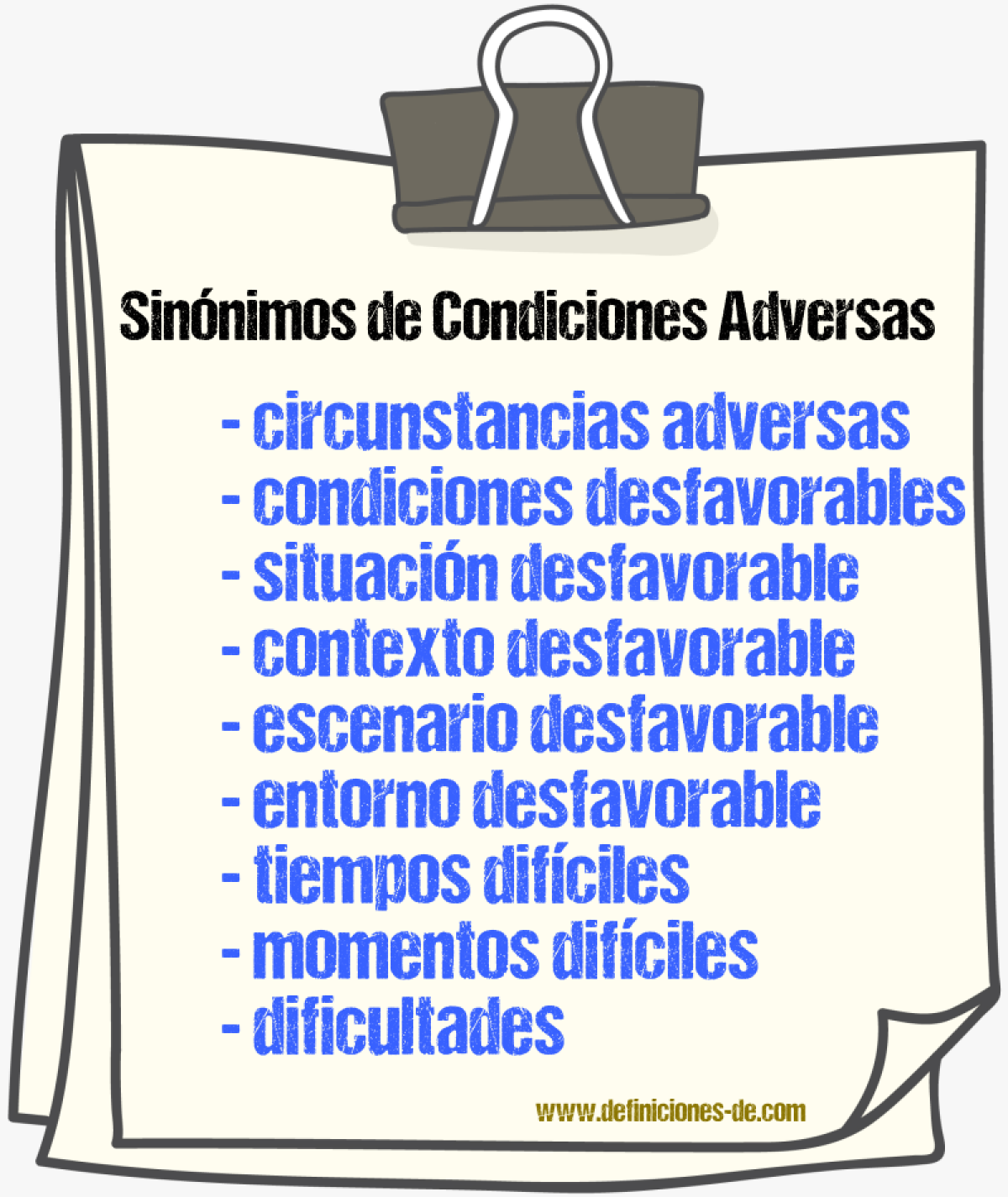 Sinónimos de condiciones adversas