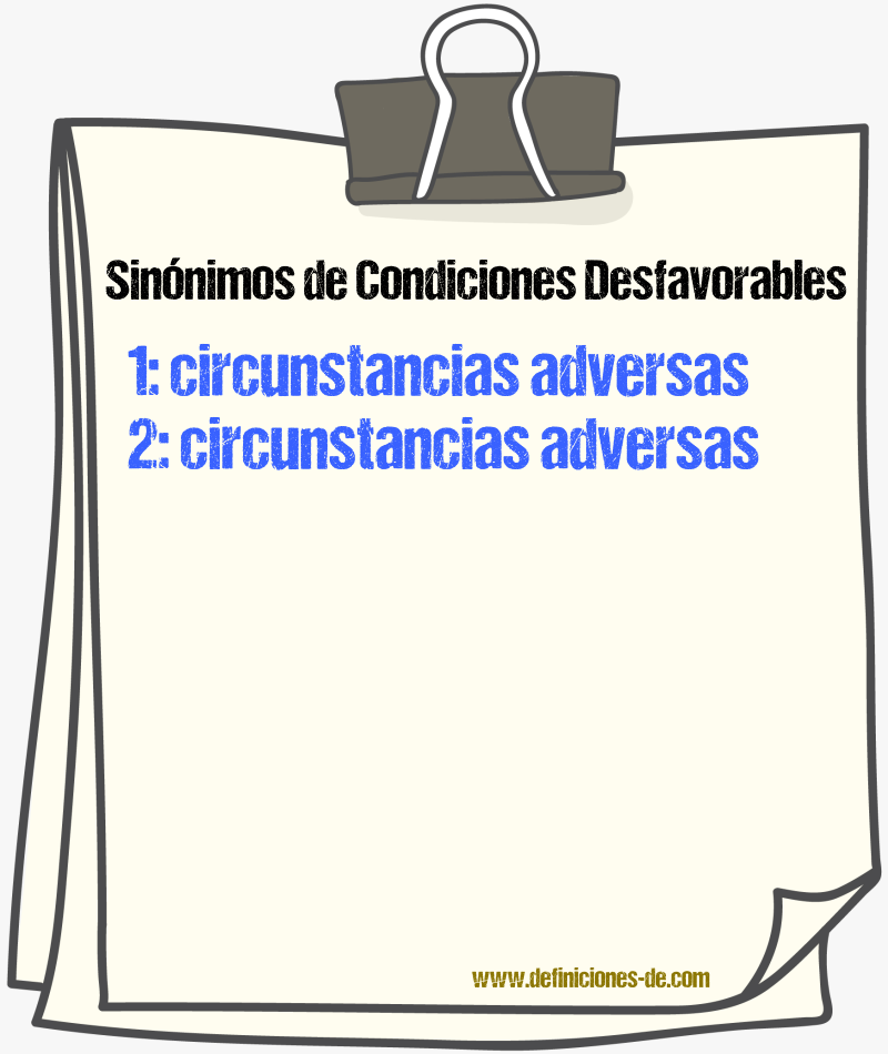 Sinónimos de condiciones desfavorables