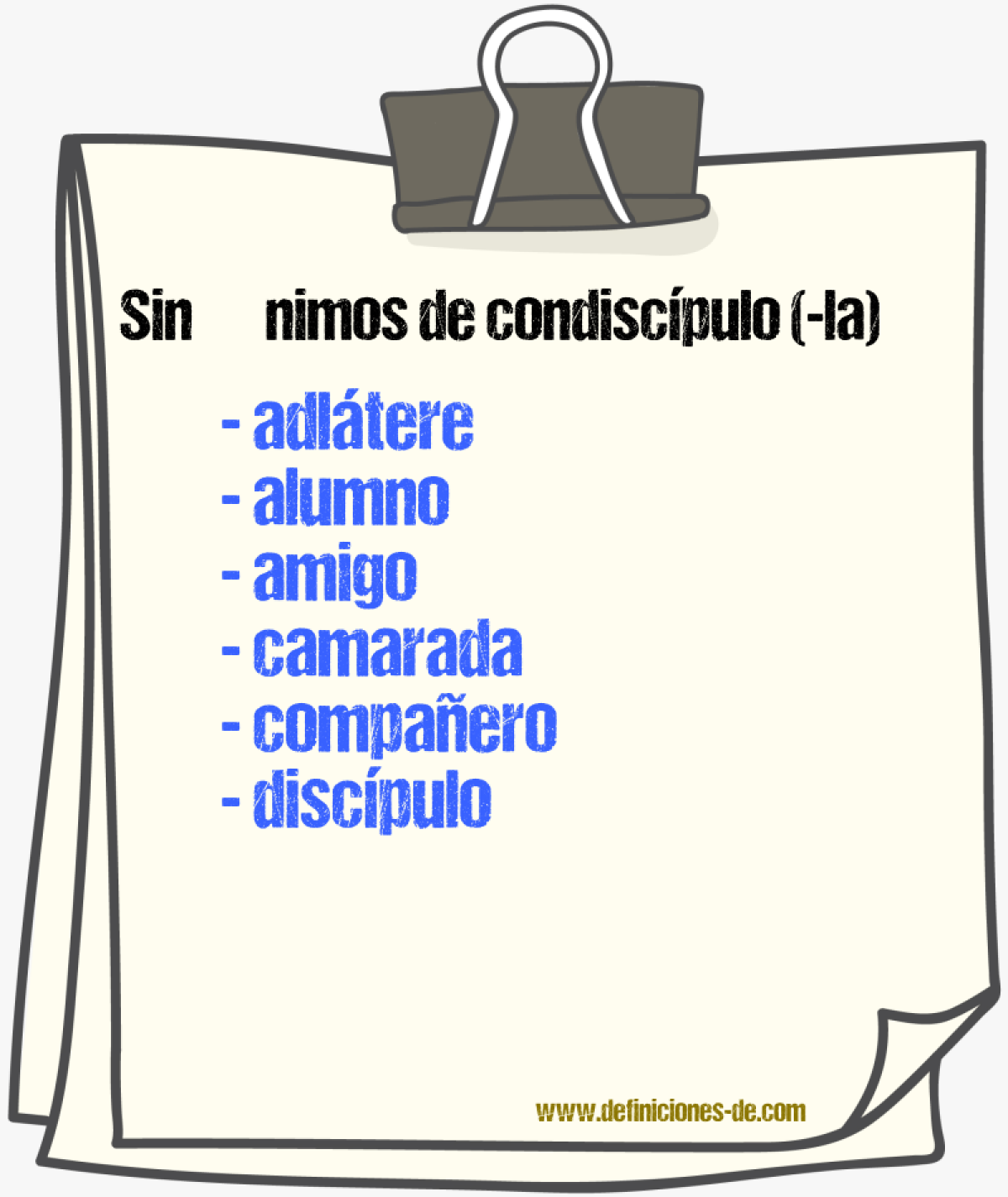 Sinnimos de condiscpulo