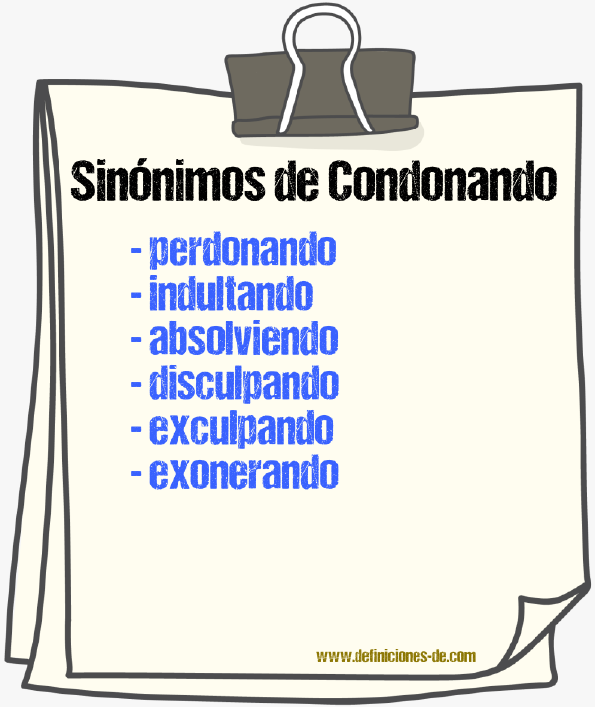 Sinónimos de condonando