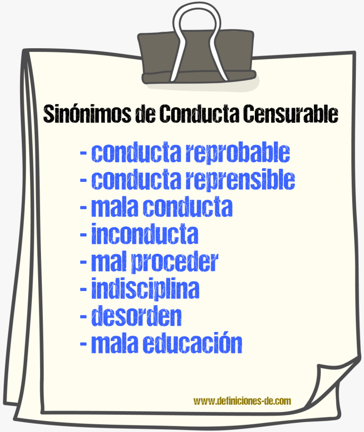 Sinónimos de conducta censurable
