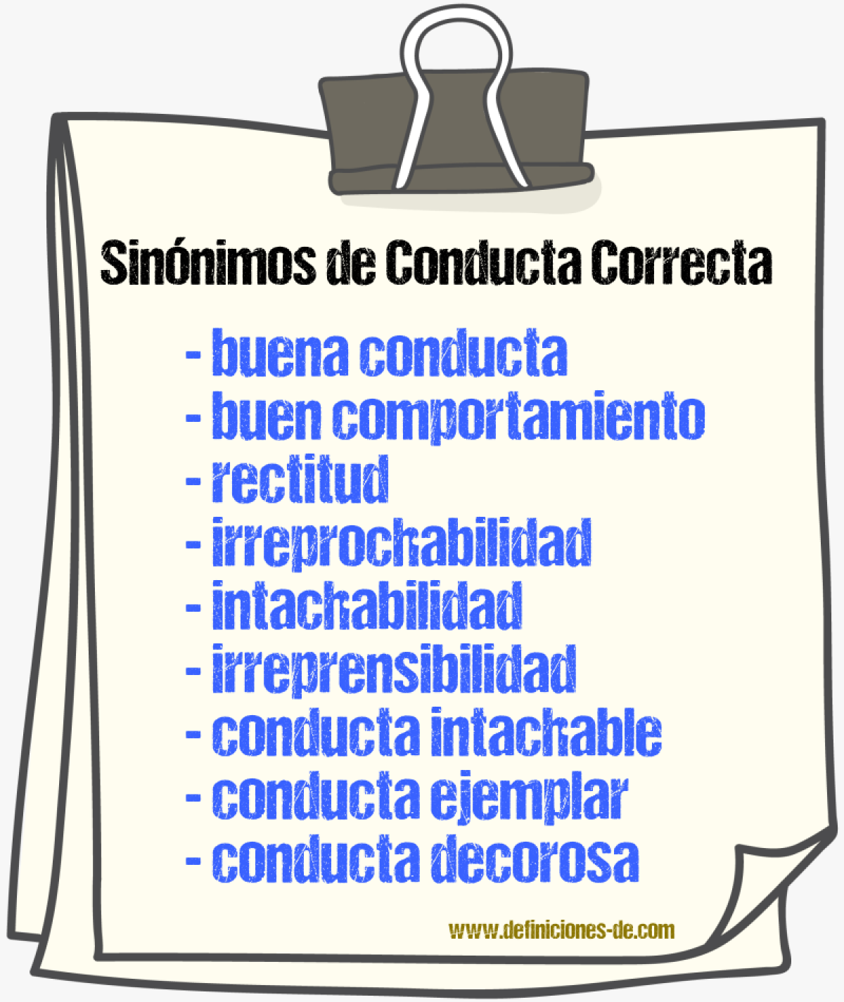 Sinónimos de conducta correcta