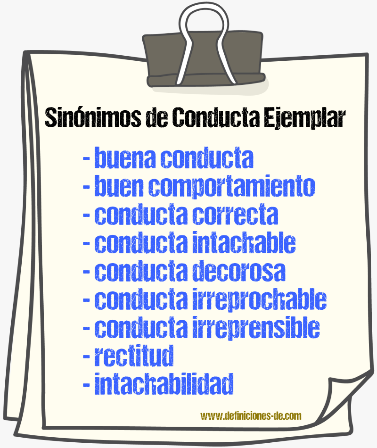 Sinónimos de conducta ejemplar