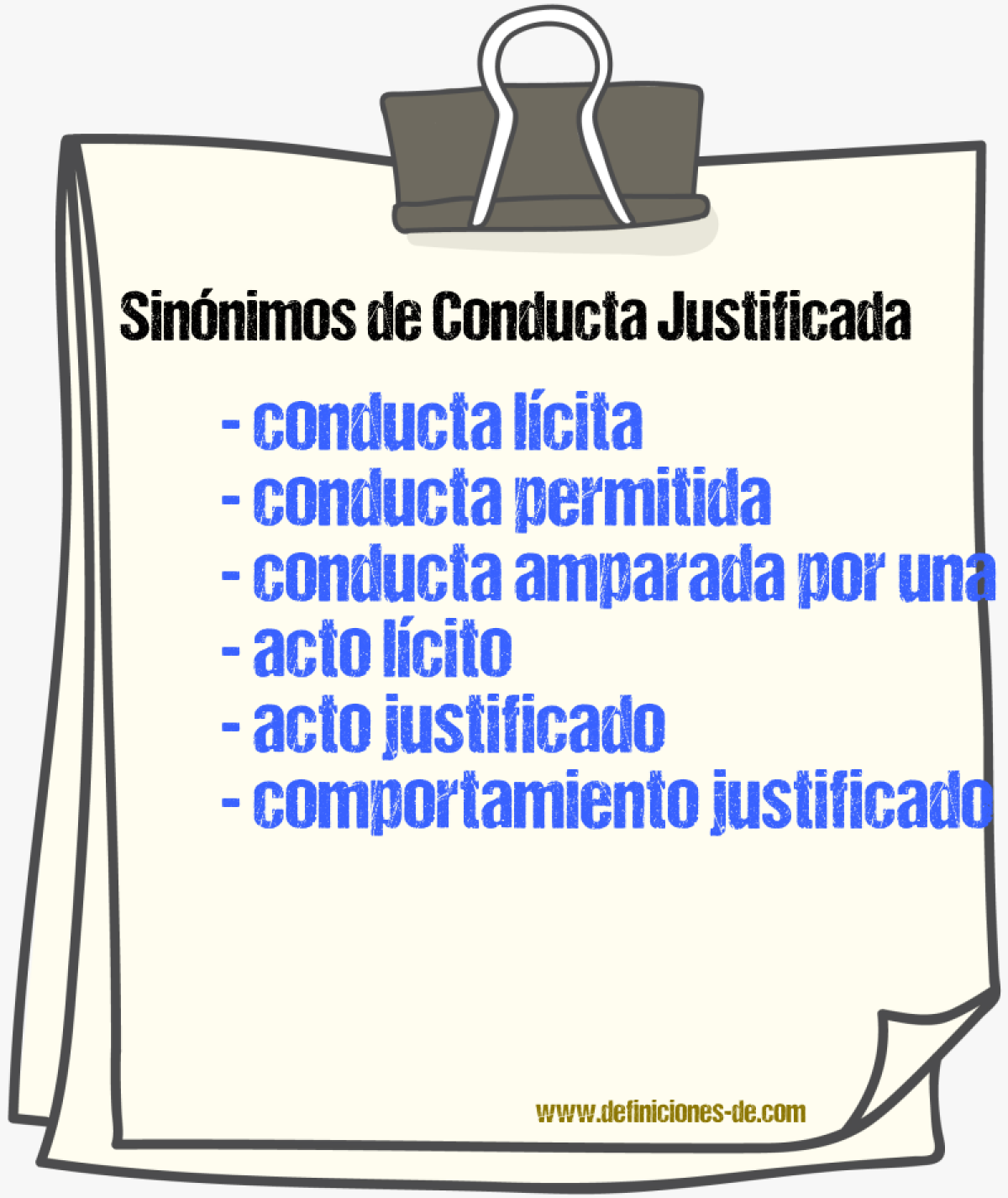 Sinónimos de conducta justificada