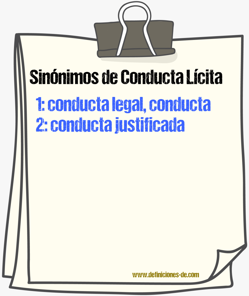 Sinónimos de conducta lícita