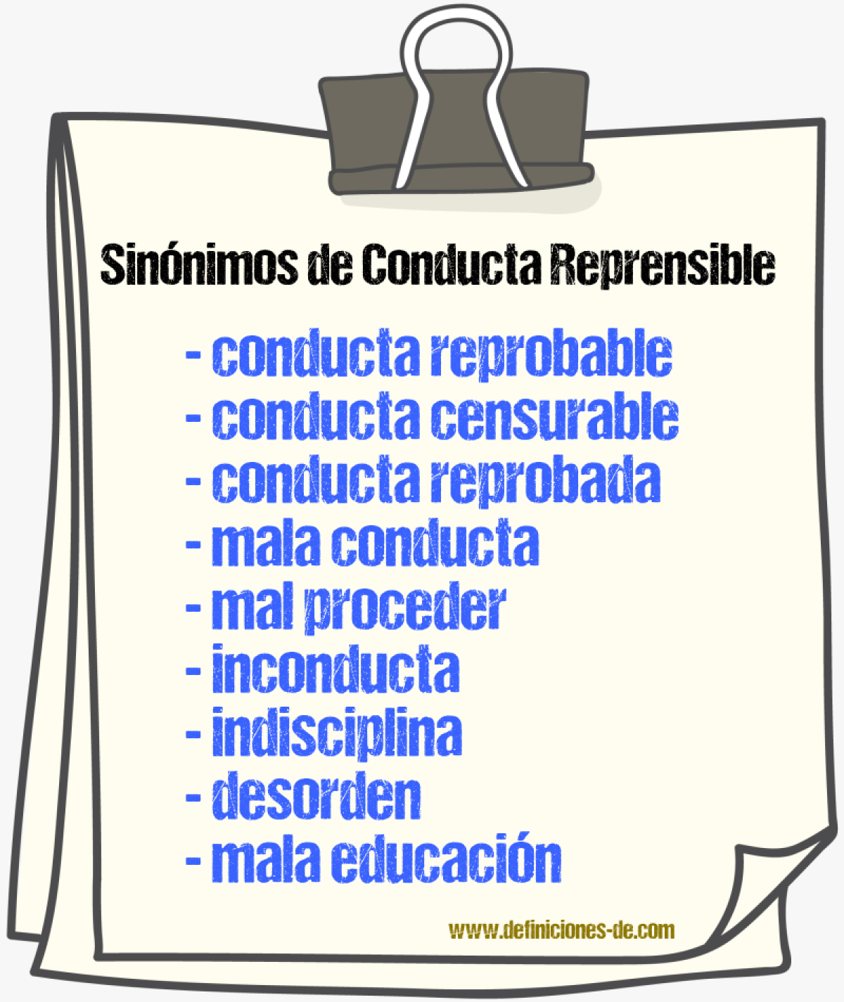 Sinónimos de conducta reprensible