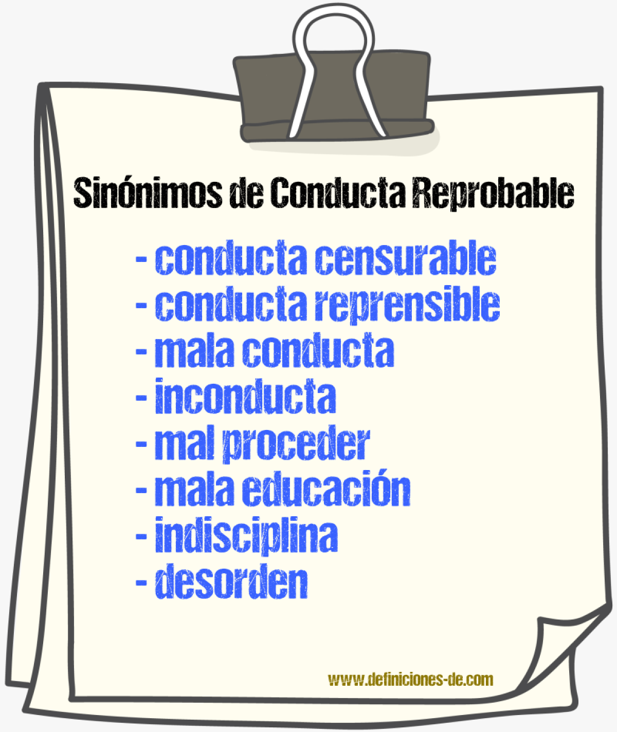 Sinónimos de conducta reprobable
