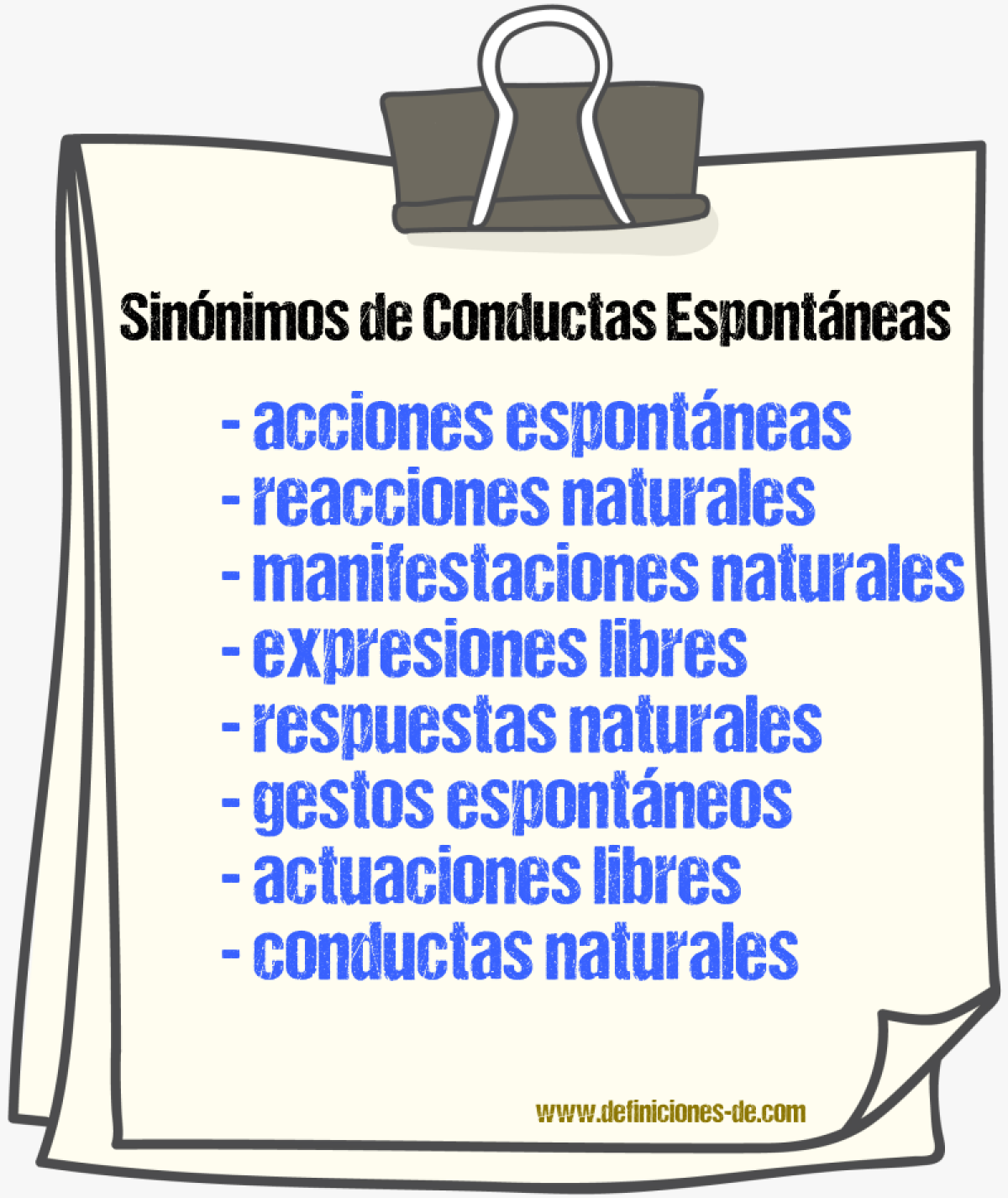 Sinónimos de conductas espontáneas