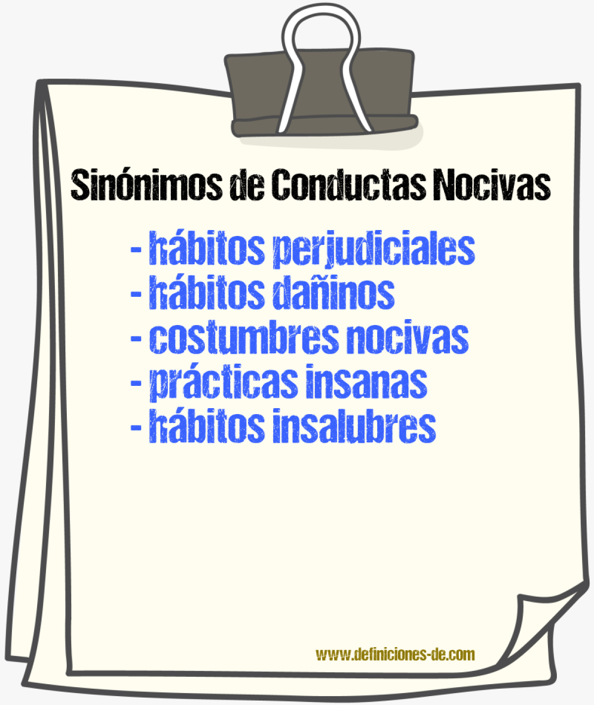 Sinónimos de conductas nocivas