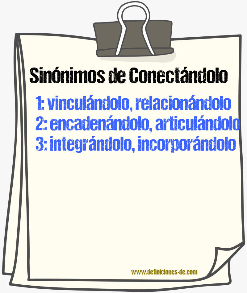 Sinónimos de conectándolo