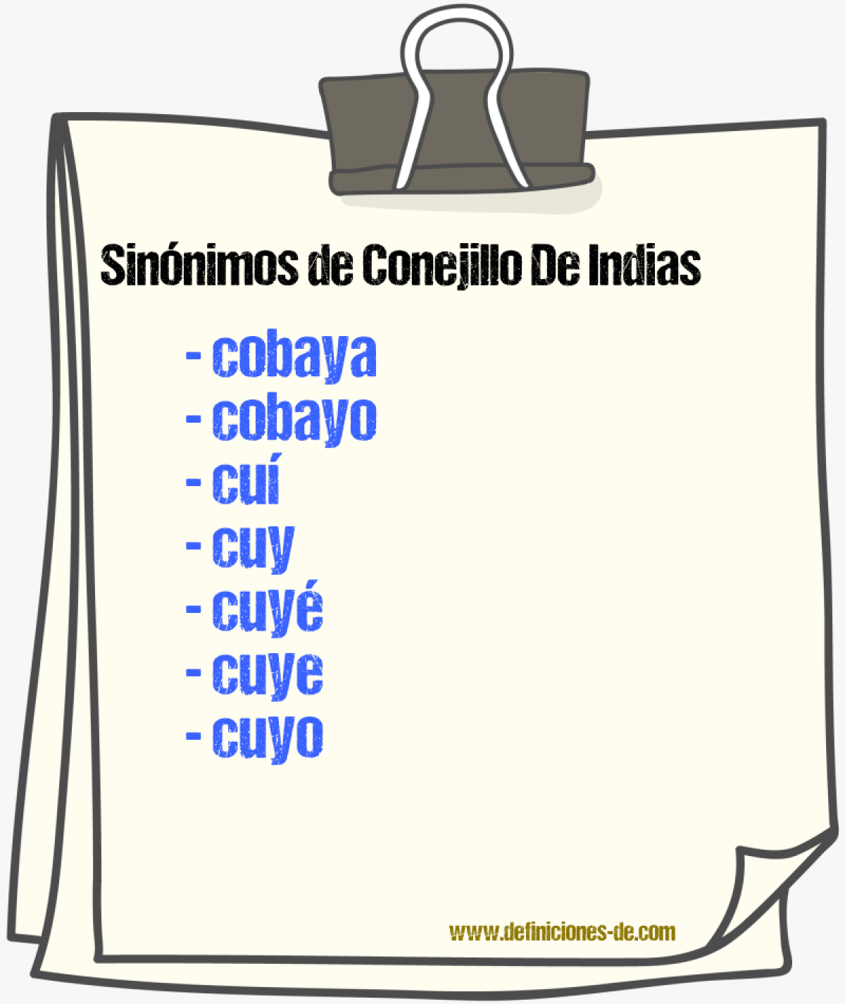 Sinnimos de conejillo de Indias