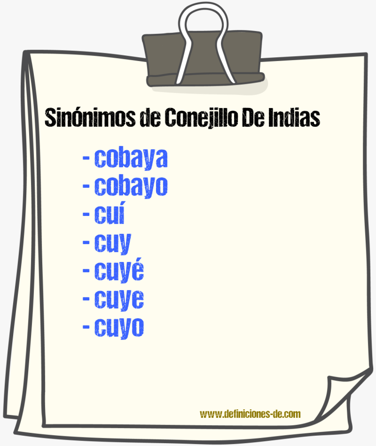 Sinónimos de conejillo de Indias