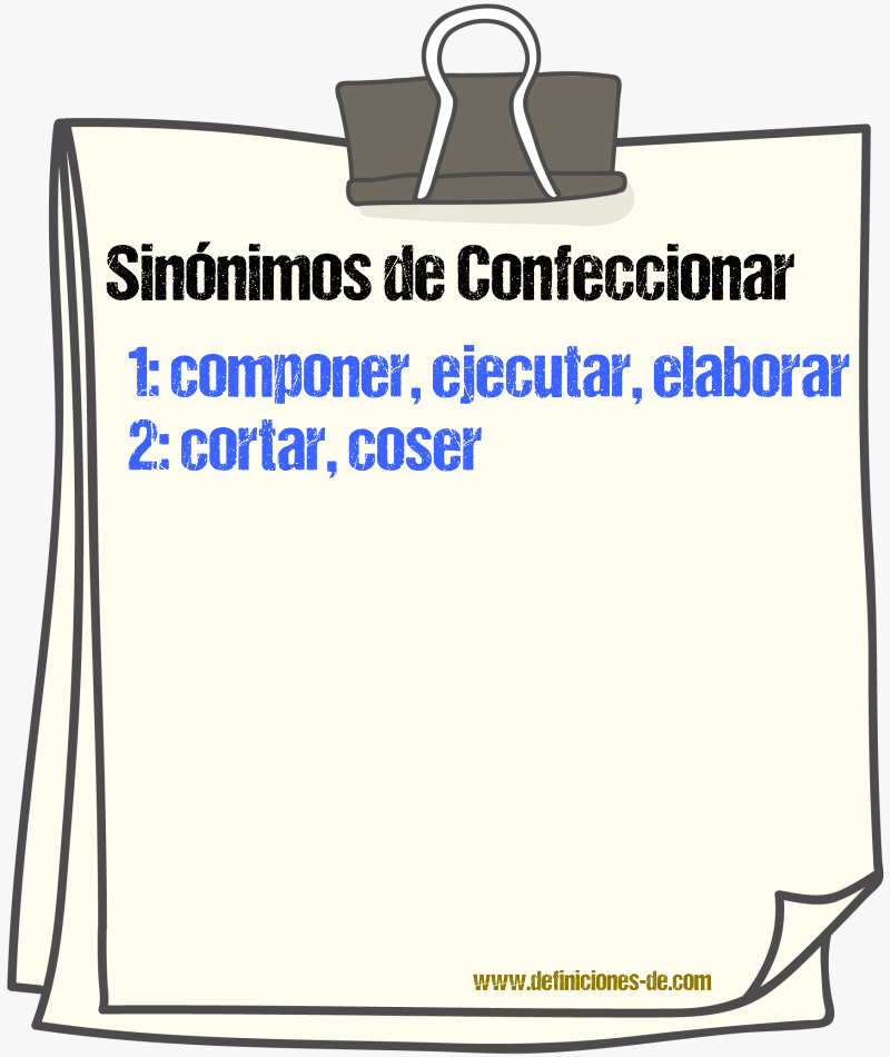 Sinnimos de confeccionar