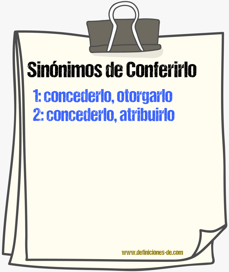 Sinónimos de conferirlo
