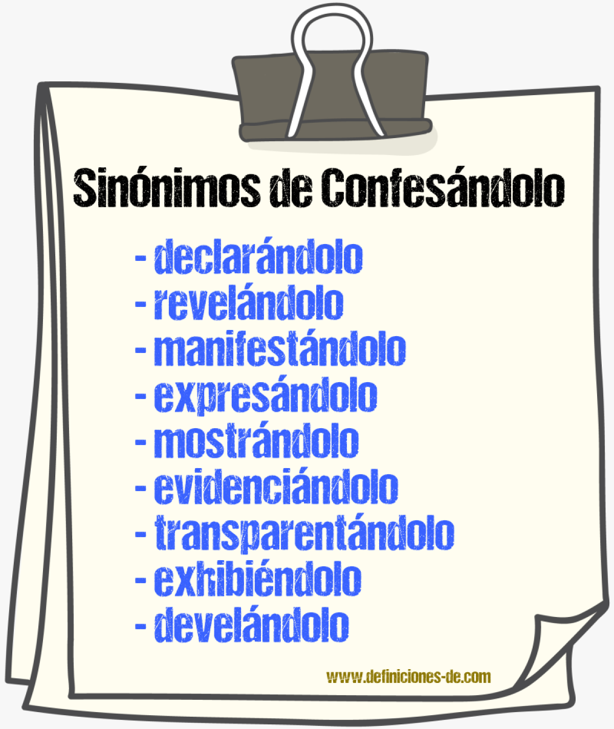 Sinónimos de confesándolo