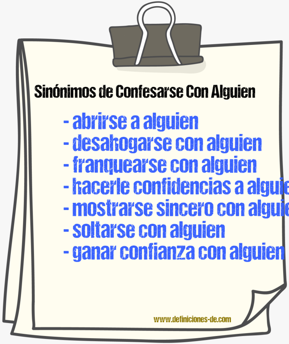 Sinónimos de confesarse con alguien