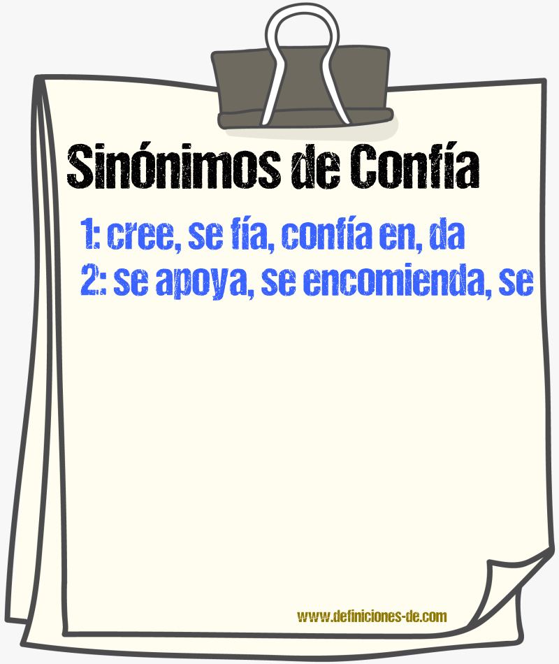 Sinónimos de confía