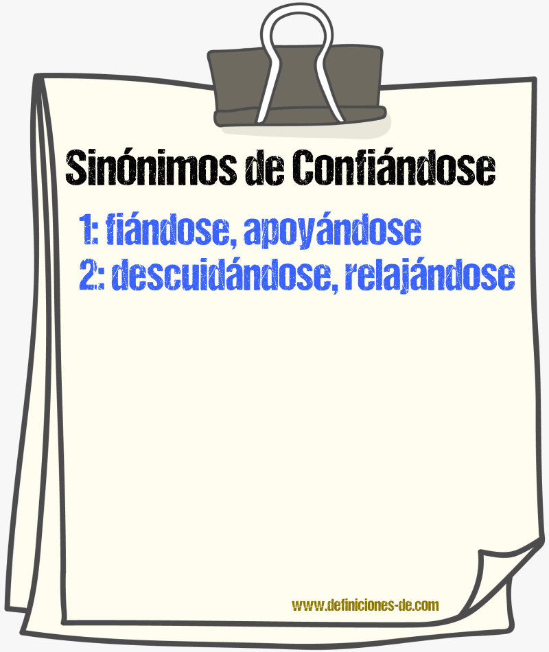 Sinónimos de confiándose