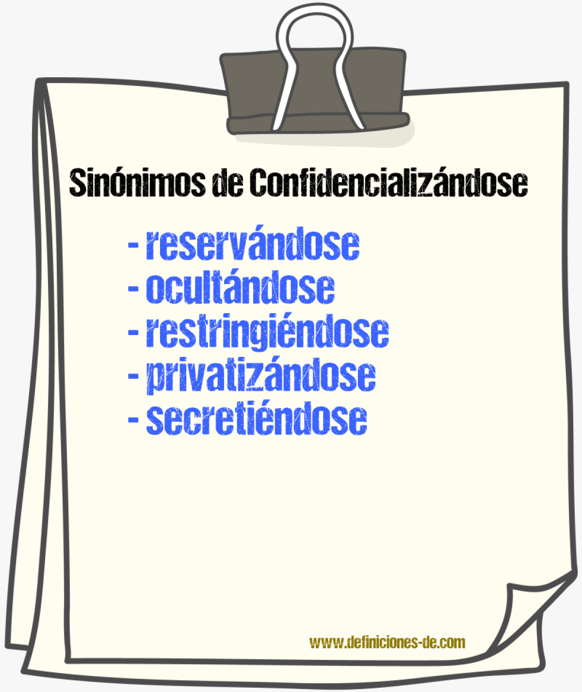 Sinónimos de confidencializándose