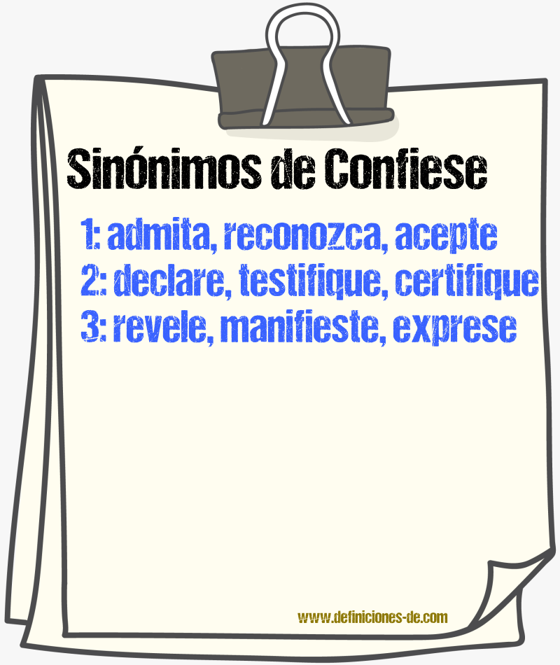 Sinónimos de confiese