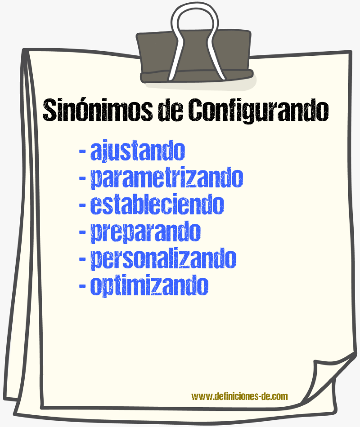 Sinónimos de configurando