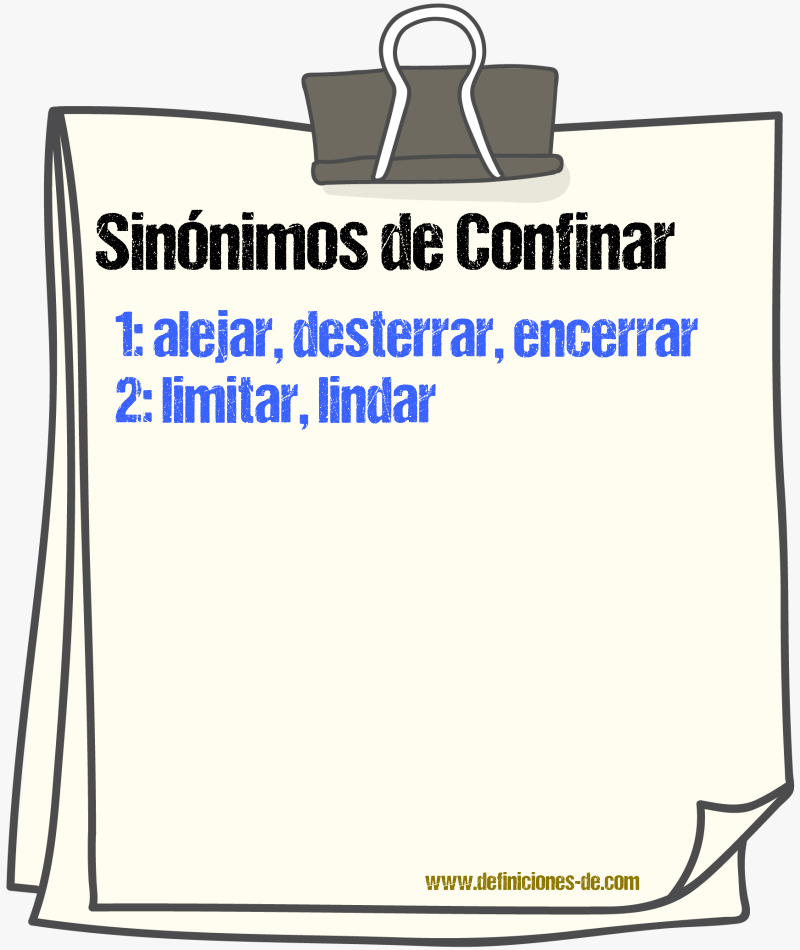 Sinnimos de confinar