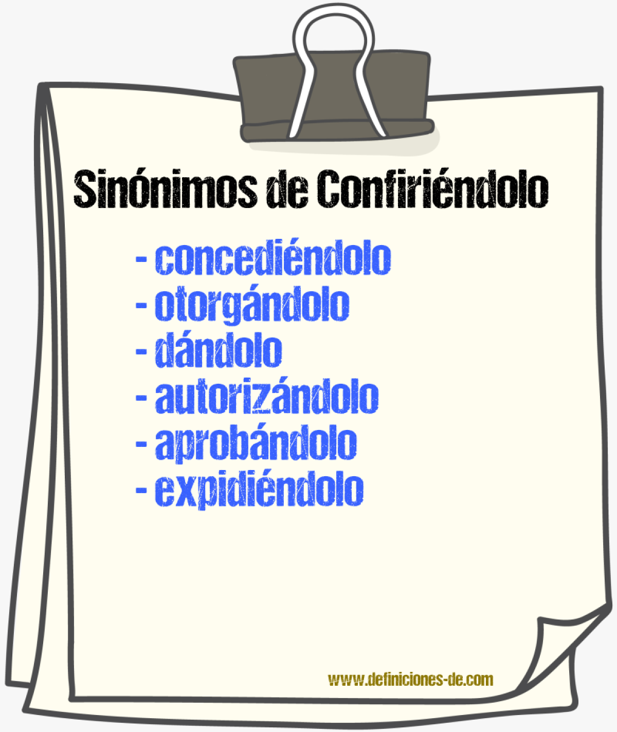Sinónimos de confiriéndolo