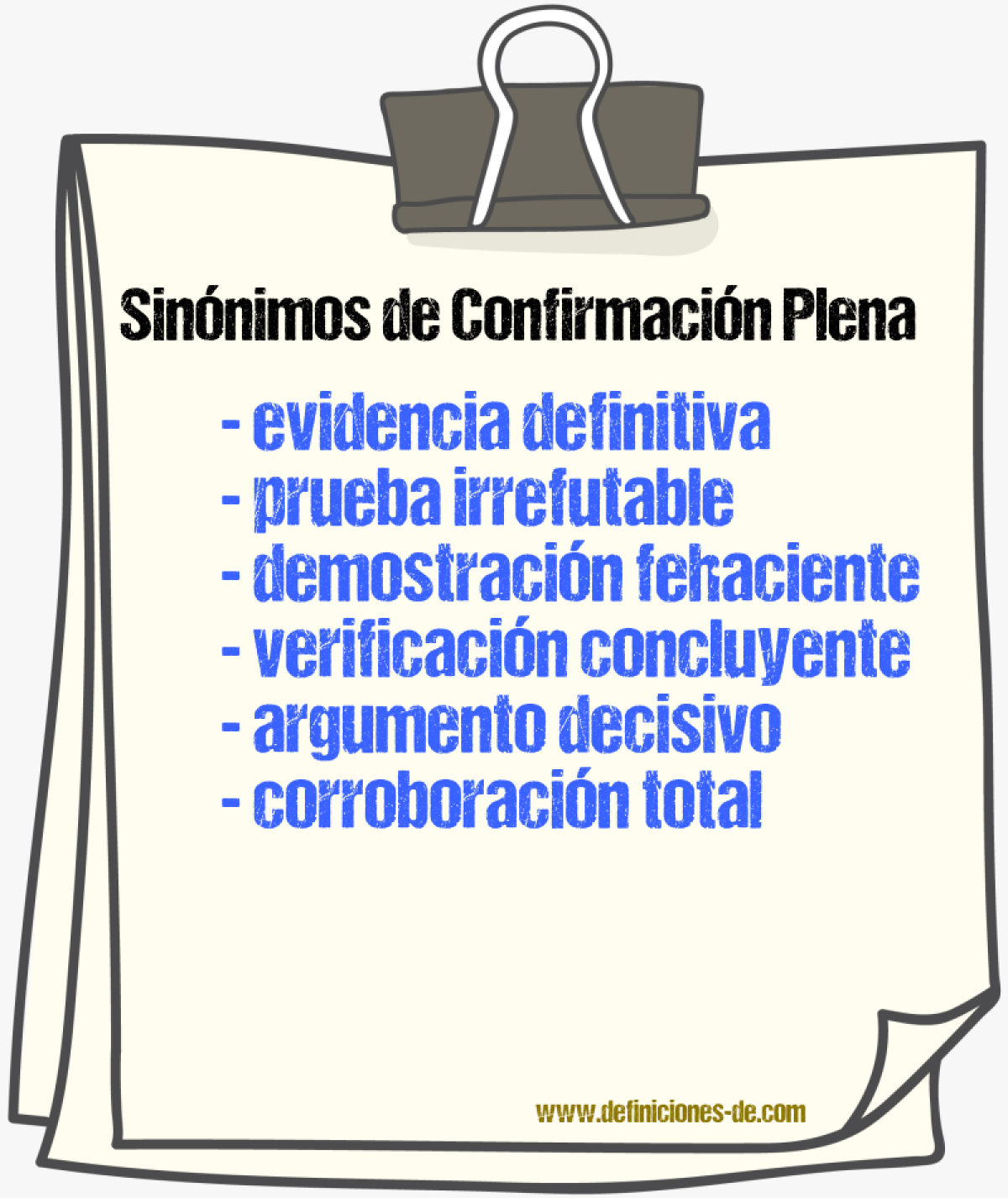 Sinónimos de confirmación plena