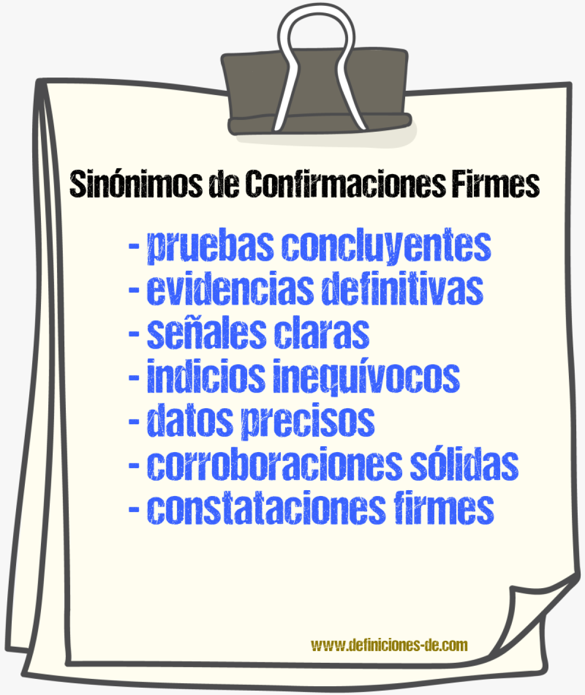 Sinónimos de confirmaciones firmes