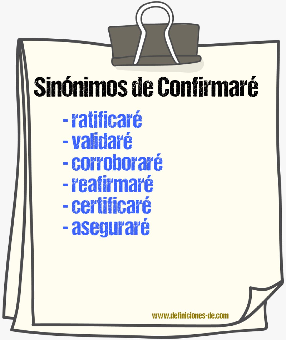 Sinónimos de confirmaré