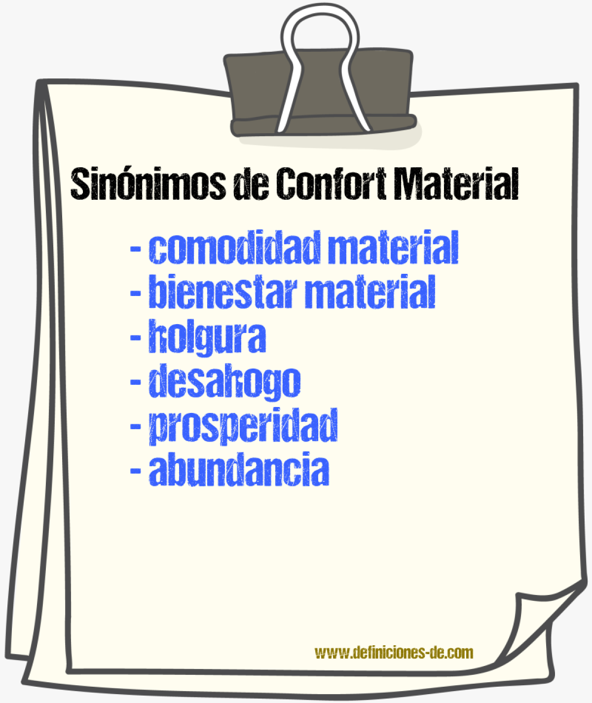 Sinónimos de confort material