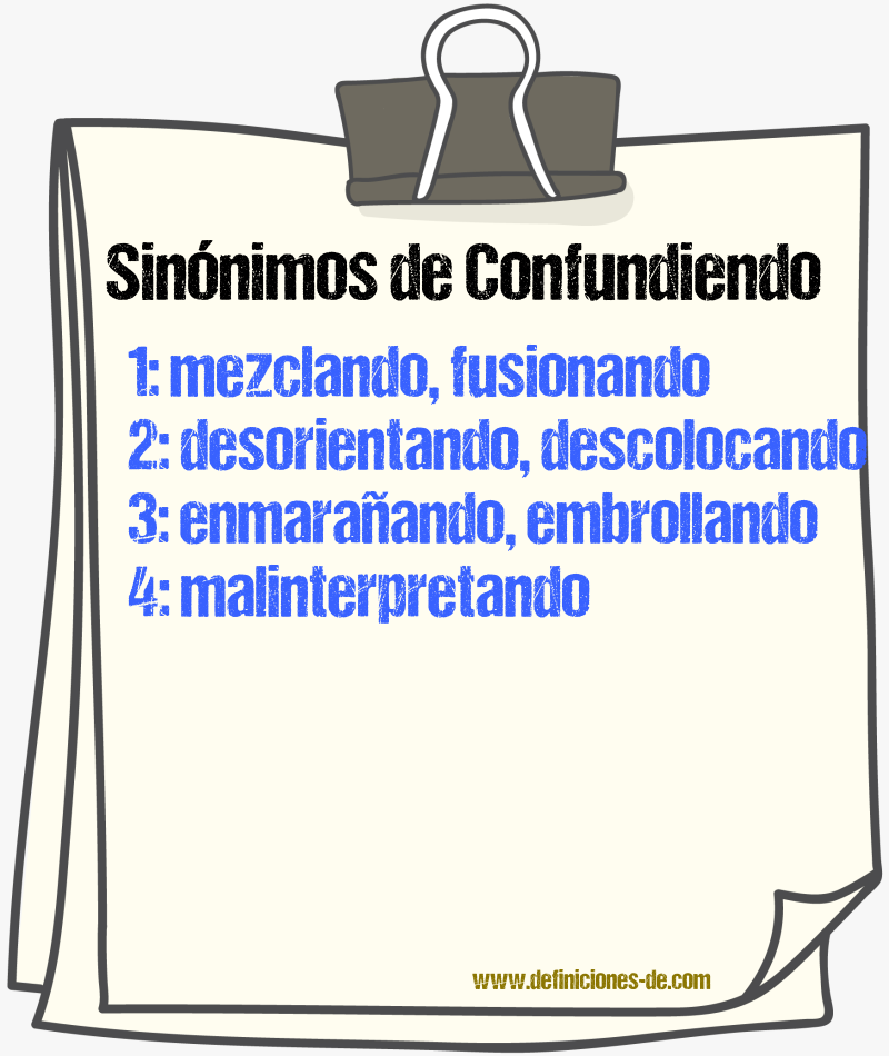 Sinónimos de confundiendo
