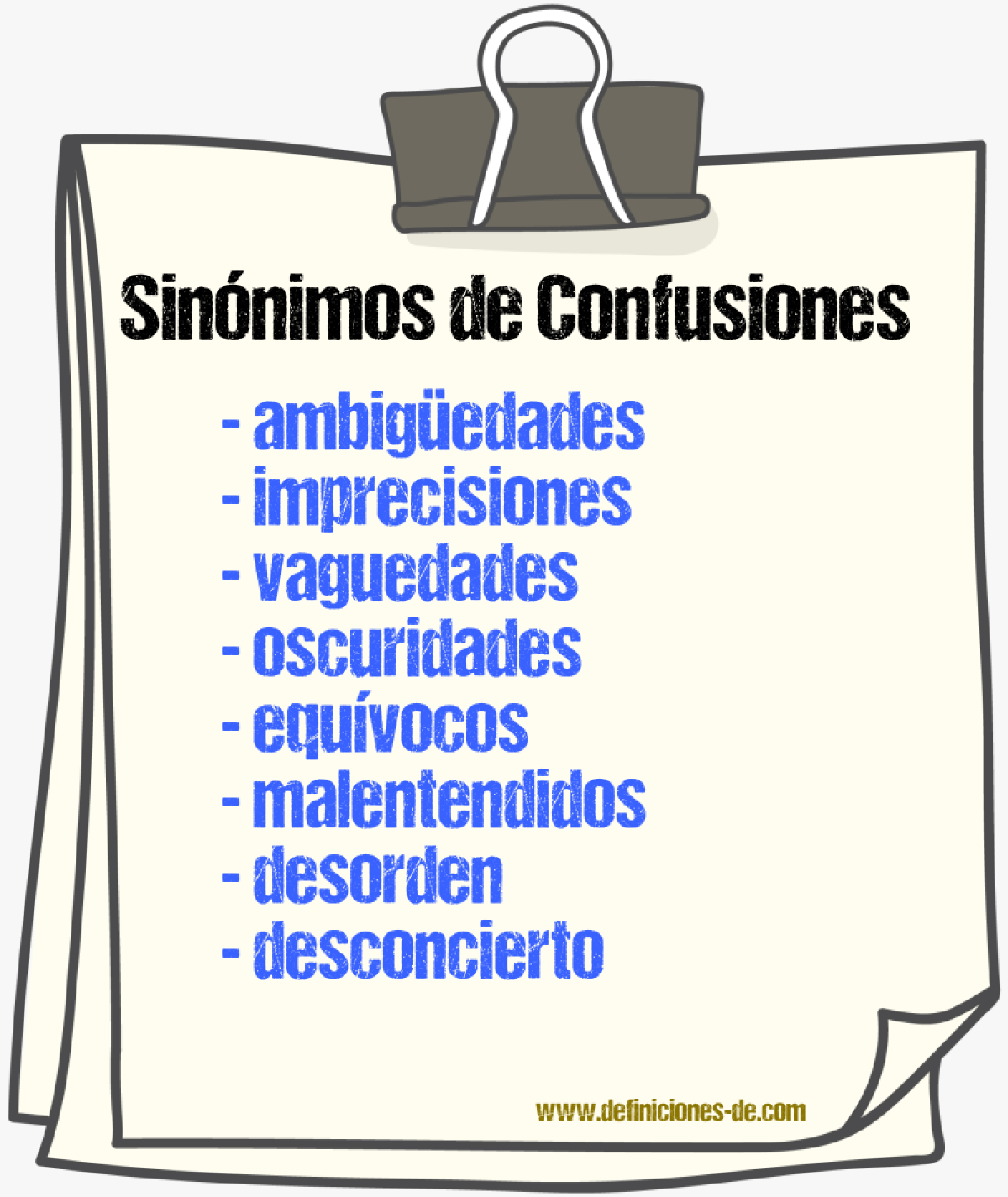 Sinónimos de confusiones