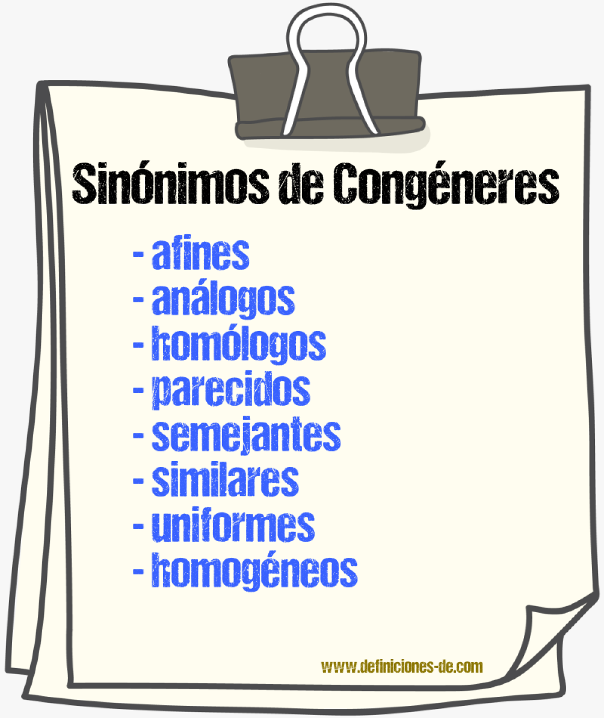 Sinónimos de congéneres