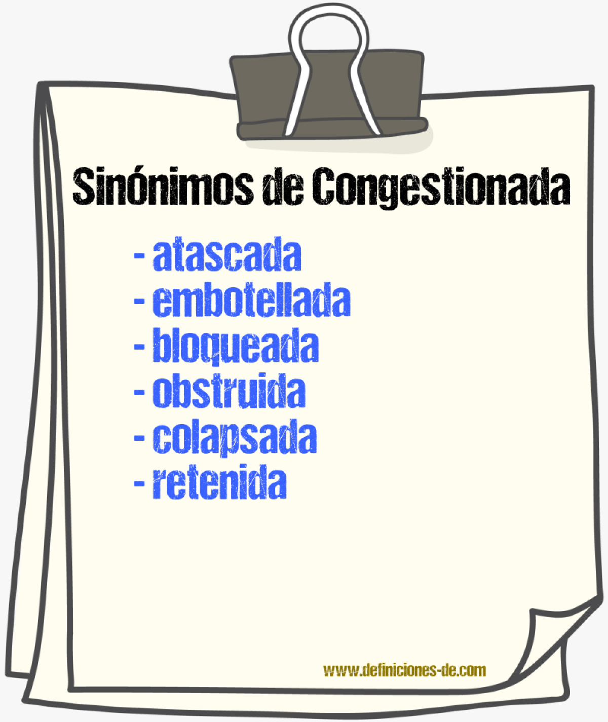Sinónimos de congestionada
