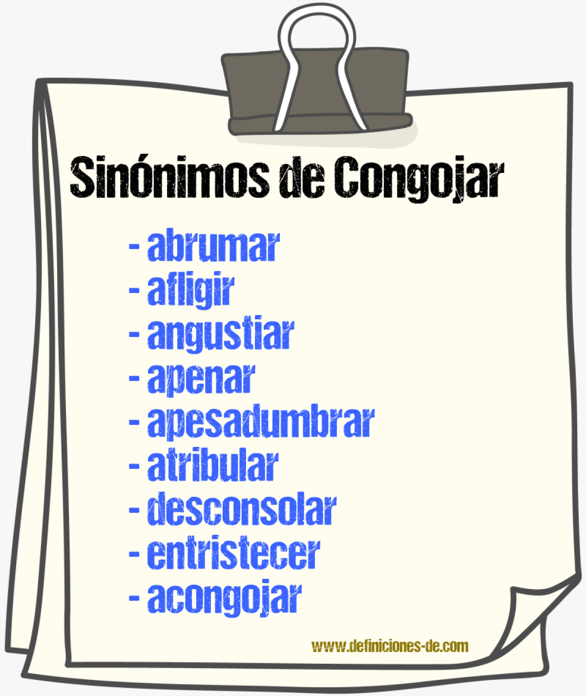 Sinnimos de congojar