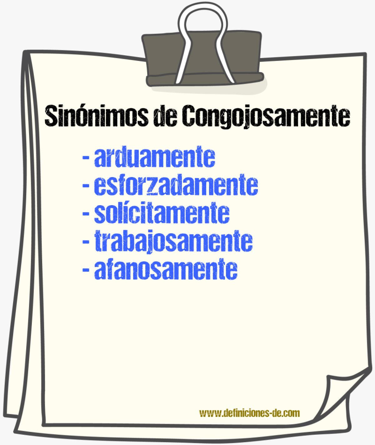 Sinnimos de congojosamente