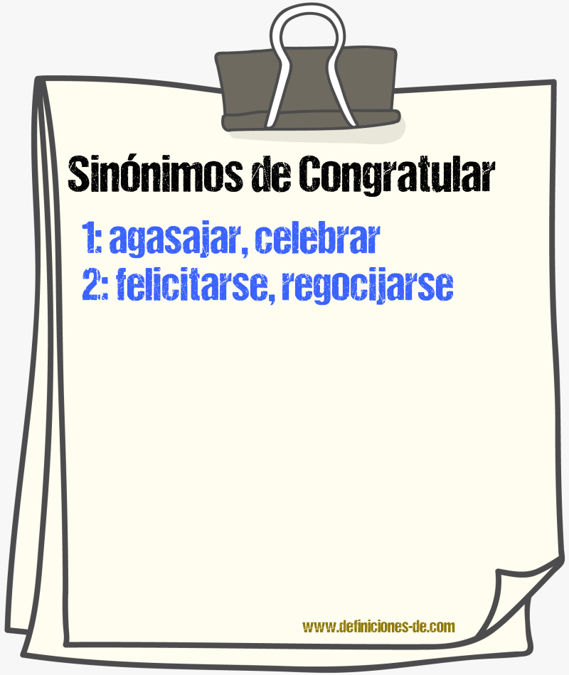 Sinónimos de congratular