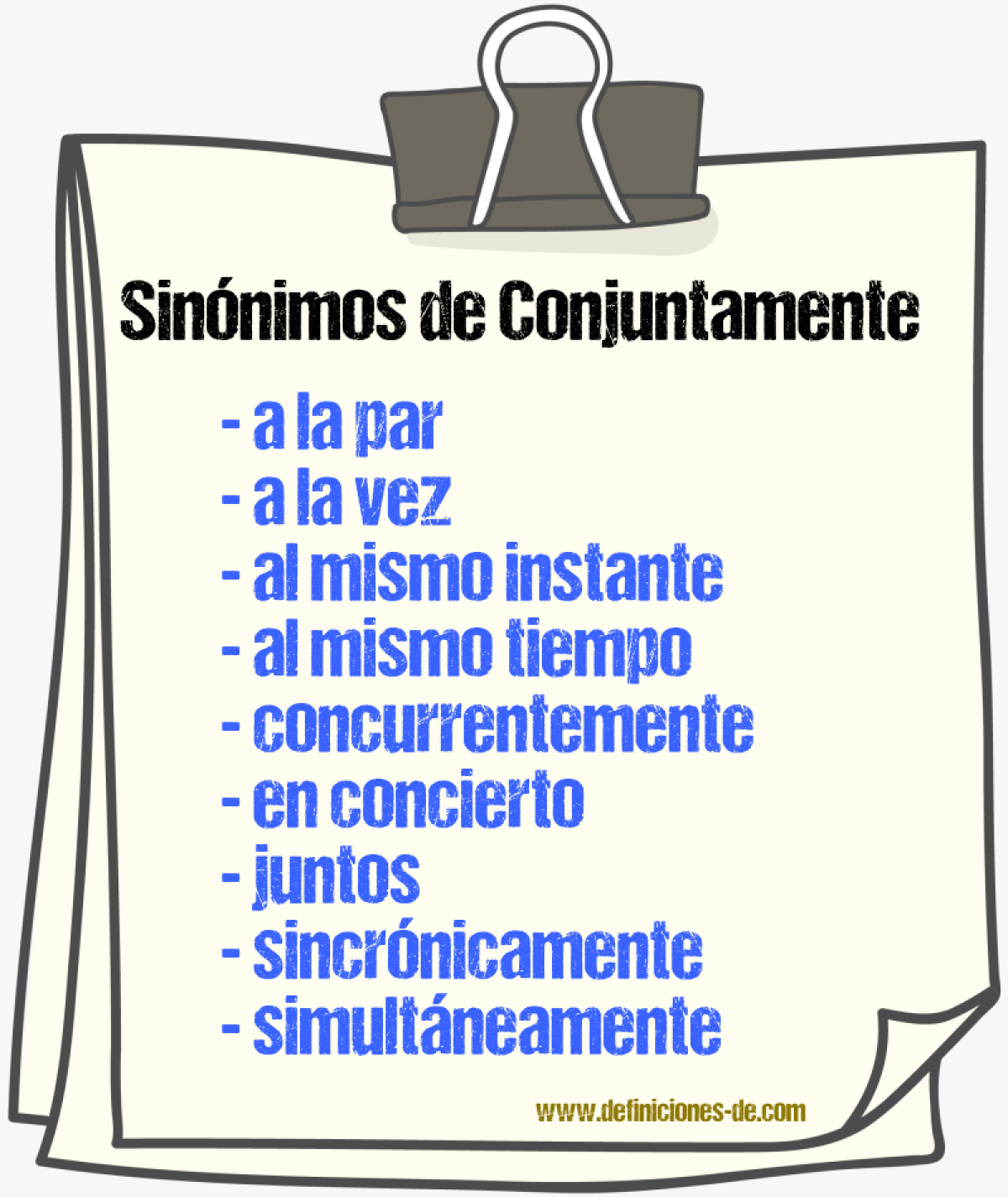 Sinnimos de conjuntamente