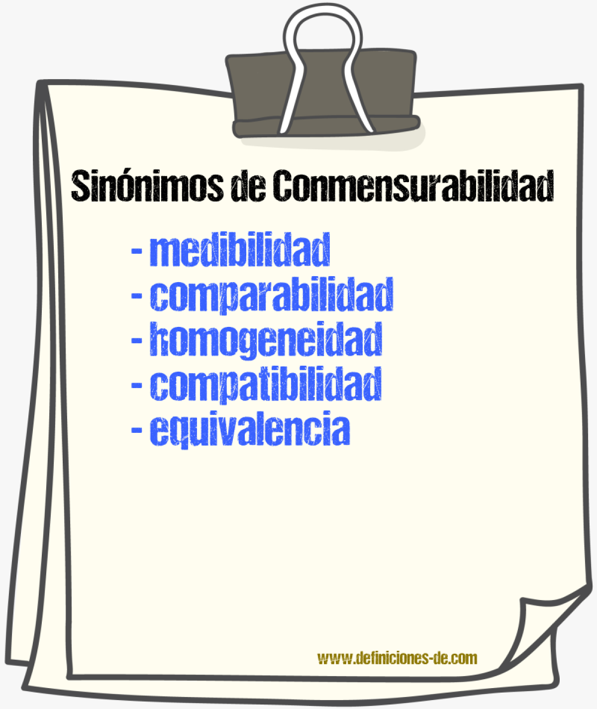 Sinónimos de conmensurabilidad