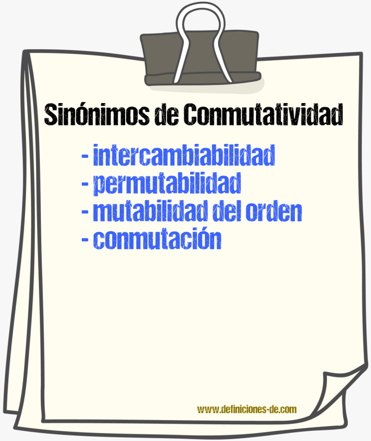 Sinónimos de conmutatividad