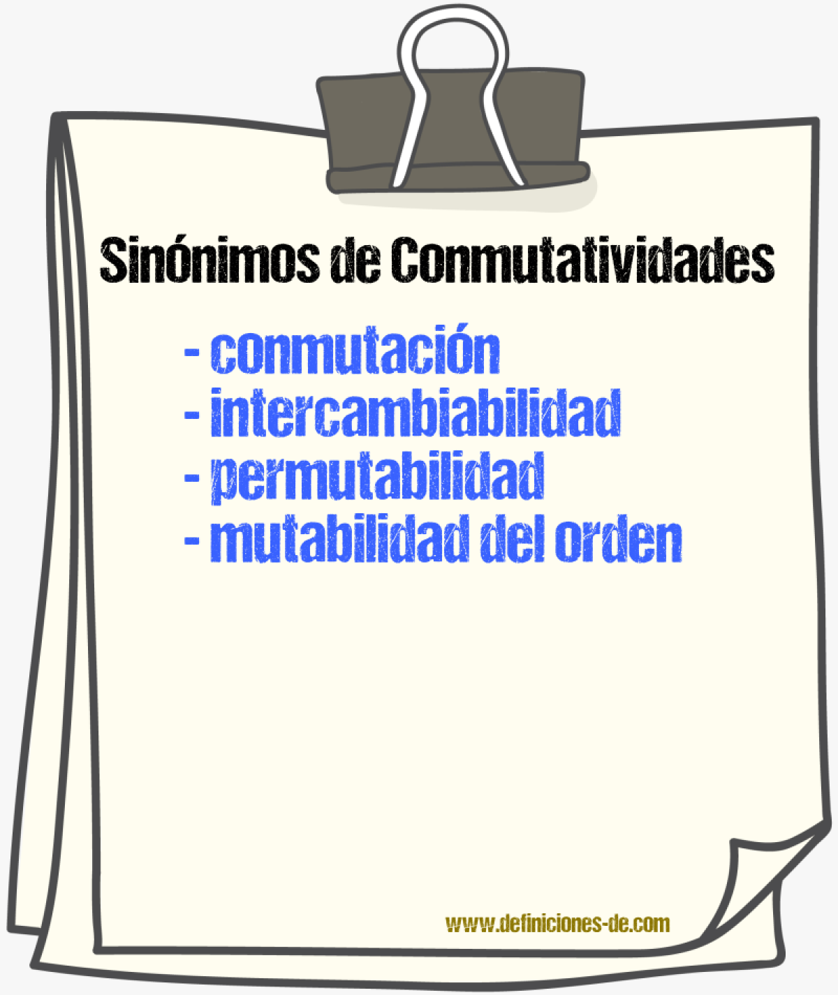Sinónimos de conmutatividades