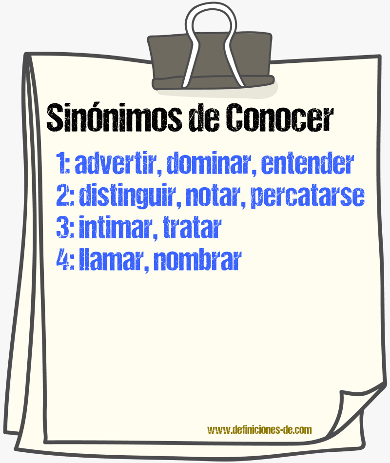 Sinnimos de conocer