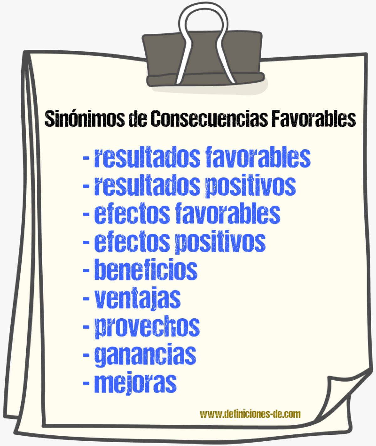 Sinónimos de consecuencias favorables