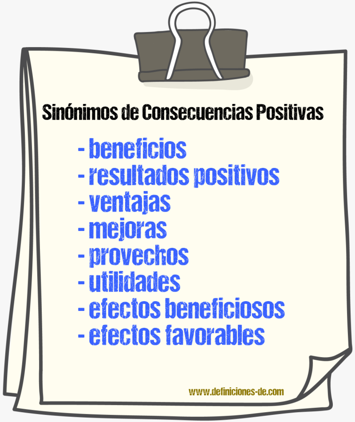 Sinónimos de consecuencias positivas