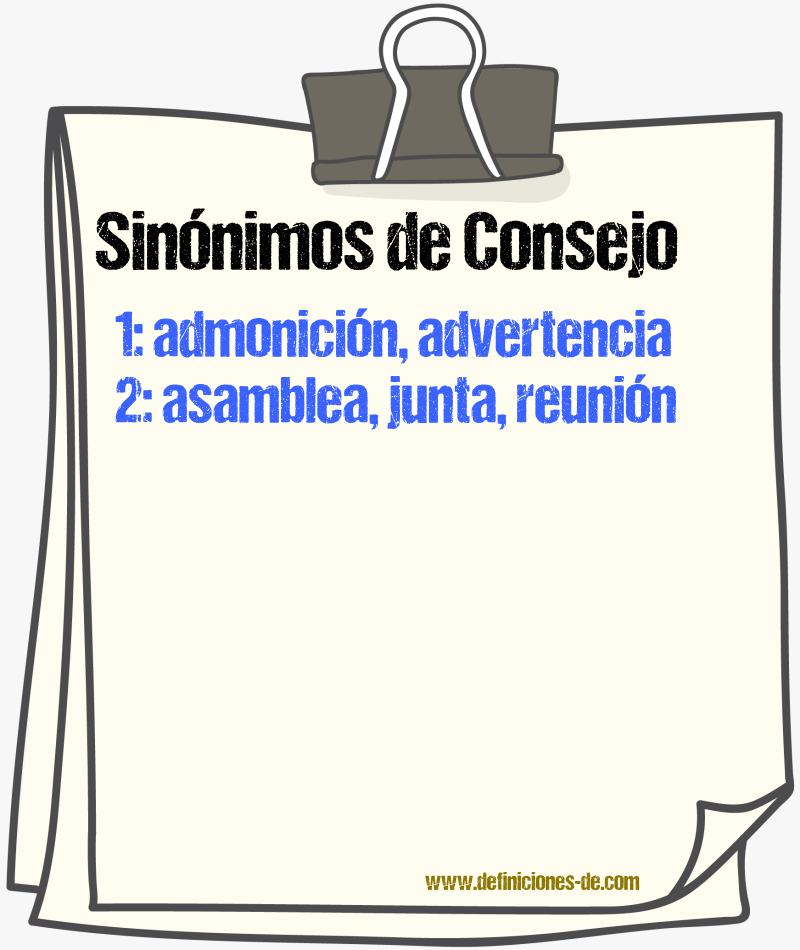 Sinnimos de consejo